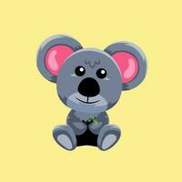 Cute cartoon koala in isolated yellow background vector illustration icon