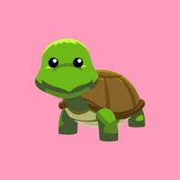 Cute cartoon turtle in isolated pink background vector illustration icon