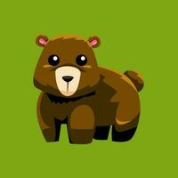 Cute cartoon bear in isolated green background vector illustration icon