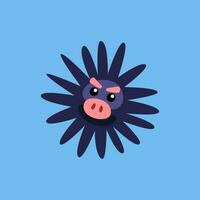 Cute cartoon urchin in isolated blue background vector illustration icon