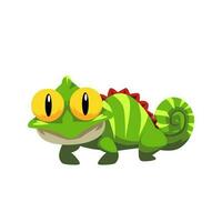 Cute cartoon iguana in isolated white background vector illustration icon