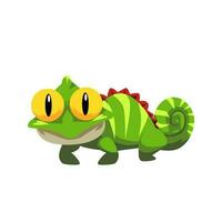 Cute cartoon iguana in isolated white background vector illustration icon