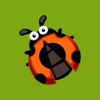 Cute cartoon ladybug in isolated green background vector illustration icon