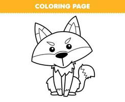 Education game for children coloring page of cute cartoon fox line art printable animal worksheet vector