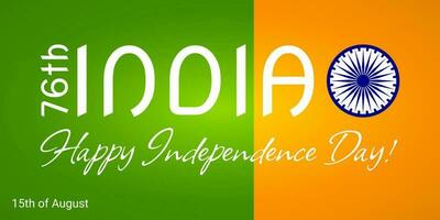 India Independence Day banner, 76th anniversary of Independence, 15th august holiday banner, greeting, invitation with national symbols. vector