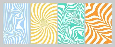 Set of Abstract Backgrounds Waves Stripes Vector Illustration