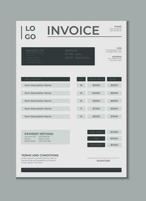 Invoice template design, billing cash voucher, money receipt cash memo layout design with mockup