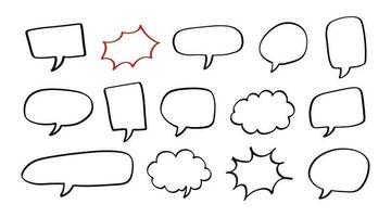 Set of outline stroke bubble speech shape. Collection of balloon text isolated in white background vector