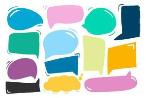 Various speech bubbles. Hand drawn vector collection. Brush texture