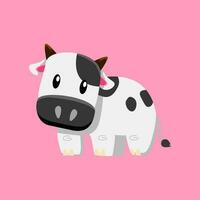 Cute cartoon cow in isolated pink background vector illustration icon