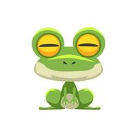 Cute cartoon frog in isolated white background vector illustration icon