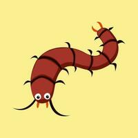Cute cartoon centipede in isolated yellow background vector illustration icon
