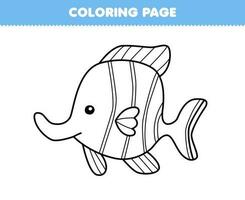 Education game for children coloring page of cute cartoon fish line art printable animal worksheet vector