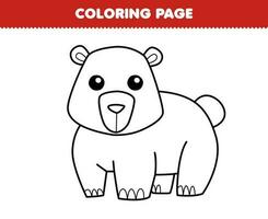 Education game for children coloring page of cute cartoon bear line art printable animal worksheet vector