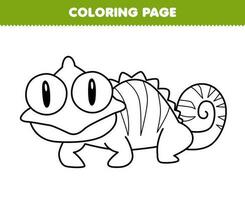 Education game for children coloring page of cute cartoon iguana line art printable animal worksheet vector