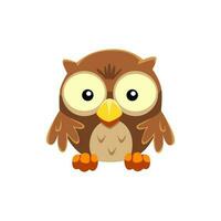Cute cartoon owl in isolated white background vector illustration icon