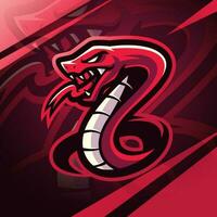 Red viper snake mascot logo design vector