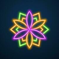 mandala flower neon effect vector