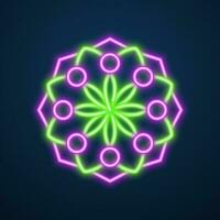 mandala flower neon effect vector