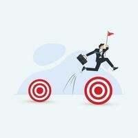 Businessman jumping on the target. Success achieve the target in business or career concept vector
