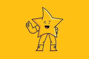 Star smile mascot showing thumb pose logo design yellow vector