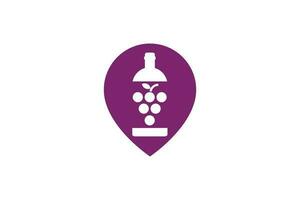 vino botella logo diseño vector púrpura