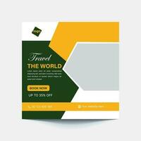 travel the world social media post template vector