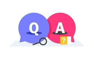 cartoon bubble like question answer. concept of abstract online conversation for help or fast solve problem. minimal flat trend modern simple qa logotype graphic art design on white background vector