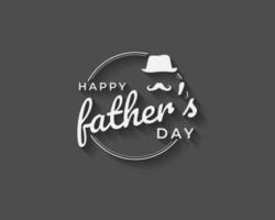 Happy Fathers Day greeting. Vector background with doodle hat and mustache orange lettering in red background