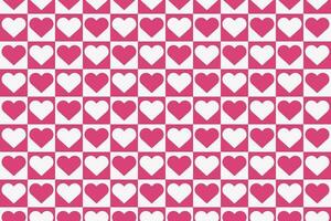 Pink and white gingham heart seamless pattern. Checkered love background for valentine's day. Abstract block hearts mosaic. vector
