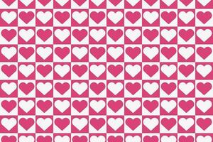 rosado y blanco guingán corazón sin costura modelo. a cuadros amor antecedentes para San Valentín día. resumen bloquear corazones mosaico. vector