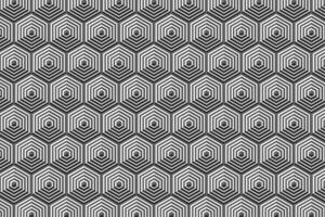 Grey op art hexagon with volume effect seamless pattern. Geometric hexagons background vector illustration.