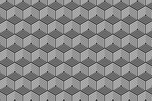 Grey op art hexagon with volume effect seamless pattern. Geometric hexagons background vector illustration.