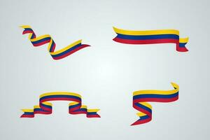 set of flag ribbon with palette colors of Colombia for independence day celebration decoration vector