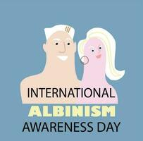 International Albinism Awareness Day, woman and man with albinism with white hair vector