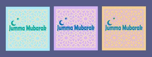 jumma Mubarak conjunto de saludo tarjeta Arábica ornamento vector