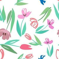 spring seamless pattern with colorful tulip flowers - vector illustration