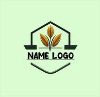 brown leaf minimalist simple logo design vector