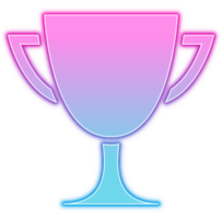 Transparent neon glowing award cup design element png