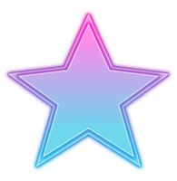 Transparent neon glowing star design element png