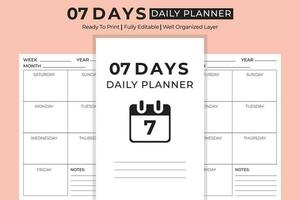 7 Days Simple Daily Planner vector