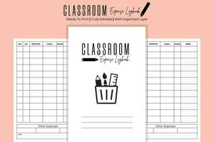 Classroom Expense Logbook vector