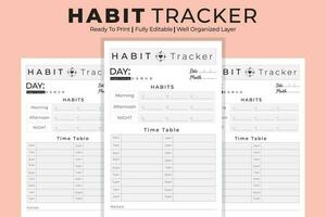 Vector habit tracker daily hourly