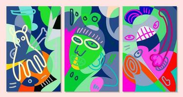 Vector colorful abstract pop art face and mask  background for summer