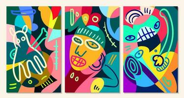 Vector colorful abstract pop art face and mask  background for summer