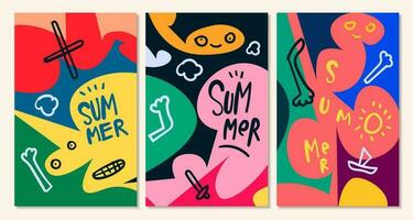 Vector colorful abstract pop art face and mask  background for summer