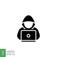 hacker icono. sencillo sólido estilo. ciberdelincuencia, hackear, contraseña robo, software espía, tecnología concepto. negro silueta, glifo símbolo. vector símbolo ilustración aislado en blanco antecedentes. eps 10