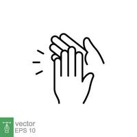 Hands clapping icon. Simple outline style. Clap, bravo, applaud, support concept. Thin line symbol. Vector symbol illustration isolated on white background. EPS 10.