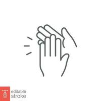 Hands clapping icon. Simple outline style. Clap, bravo, applaud, support concept. Thin line symbol. Vector symbol illustration isolated on white background. Editable stroke EPS 10.