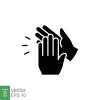 Hands clapping icon. Simple solid style. Clap, bravo, applaud, support concept. Black silhouette, glyph symbol. Vector symbol illustration isolated on white background. EPS 10.